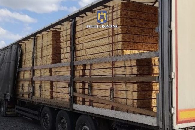 Transport ilegal de cherestea descoperit in Cluj