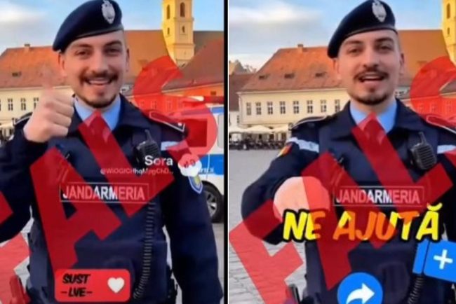 videoclip fals cu un jandarm despre calin georgescu