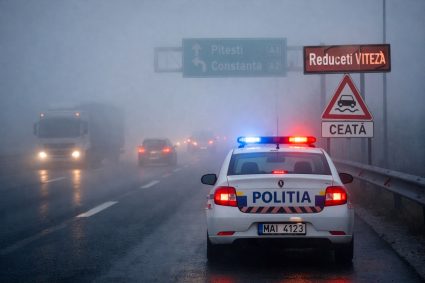 Ceata densa pe drumurile din Romania vizibilitate de sub 200 de metri in aproape 20 de judece si pe mai multe autostrazi