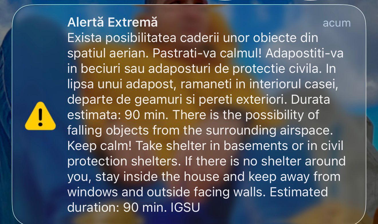 Alerta in judetul Tulcea Mesaj RO Alert dupa ce au fost identificate tinte in apropierea granitei cu Ucraina