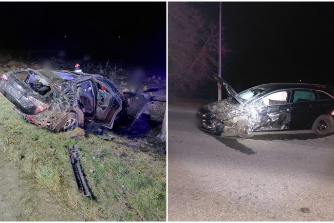 Accident la iesirea din Huedin spre Belis judetul Cluj Un tanar de 18 ani a fost internat in spital in urma coliziunii dintre doua autoturisme