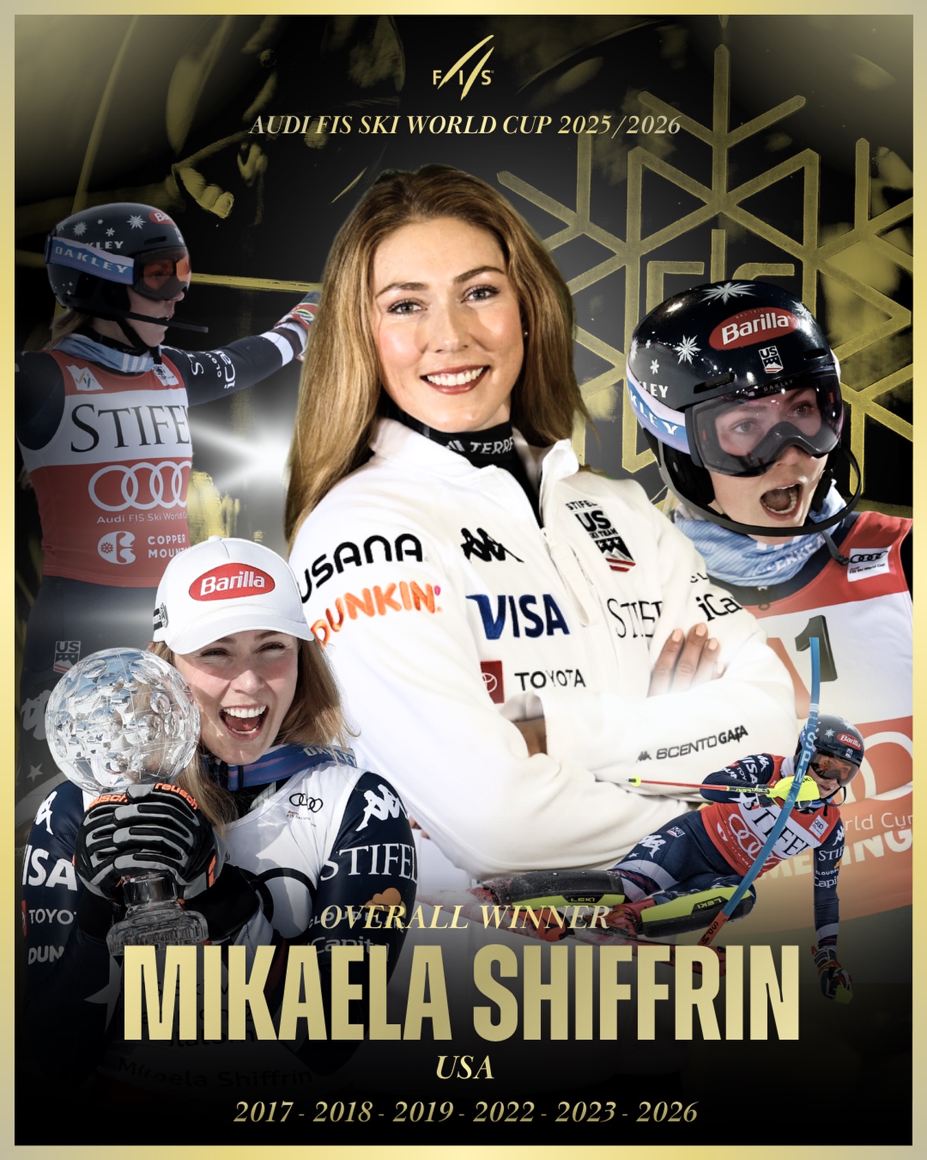 Mikaela Shiffrin obtine al saselea titlu in Cupa Mondiala de schi alpin la general egaland astfel recordul Annemarie Moser Proll