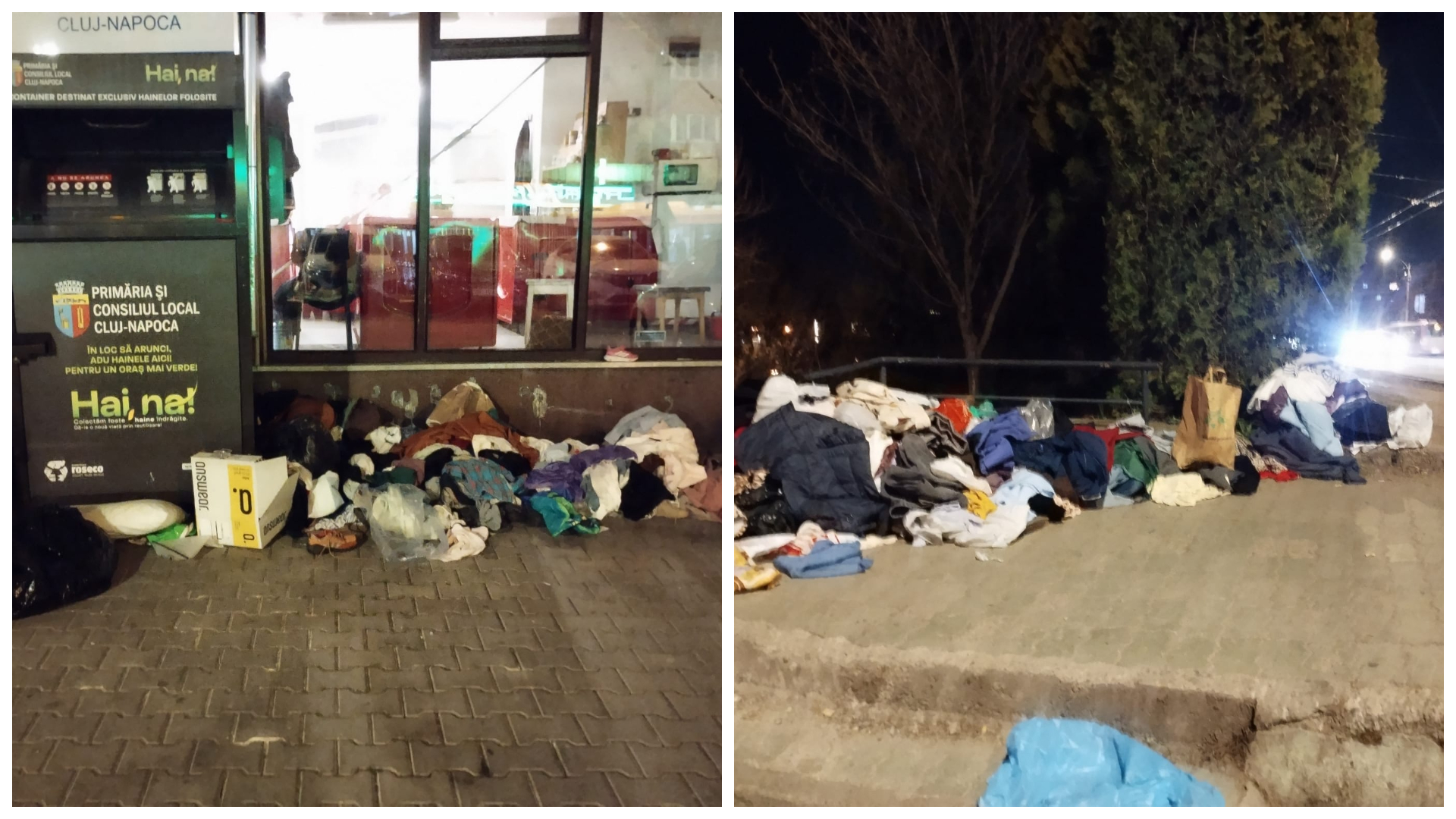 Revolta in Cluj Napoca dupa imagini jenante Haine aruncate pe jos langa contoainere iar problema persist a de luni de zile fara solutii
