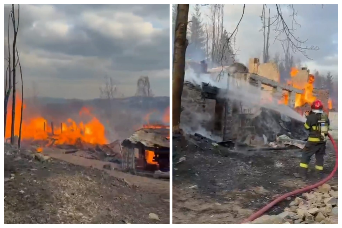 VIDEO incendiu de mari dimensiuni in Cluj flacarele au cuprins un atelier de tamplarie distrus in totalitate interventie complicata in desfasurare