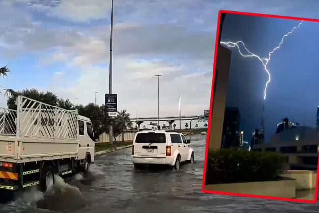 ploi torentiale in dubai strazi inundate si trafic blocat dupa furtuna de noapte