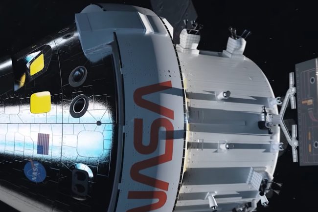 Capsula Orion cu cei patru astronauti indreptandu se spre Luna observata de pe o terasa din Bucuresti