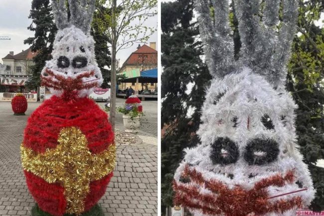 Iepurasi de groaza amplasati in centrul Municipiului Baia Mare starnesc controverse printre localnici E greu de imaginat cum arata