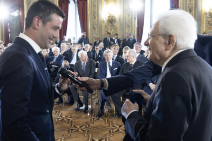 Cristi Chivu intampinat de presedintele Italiei antefinalei Cupei
