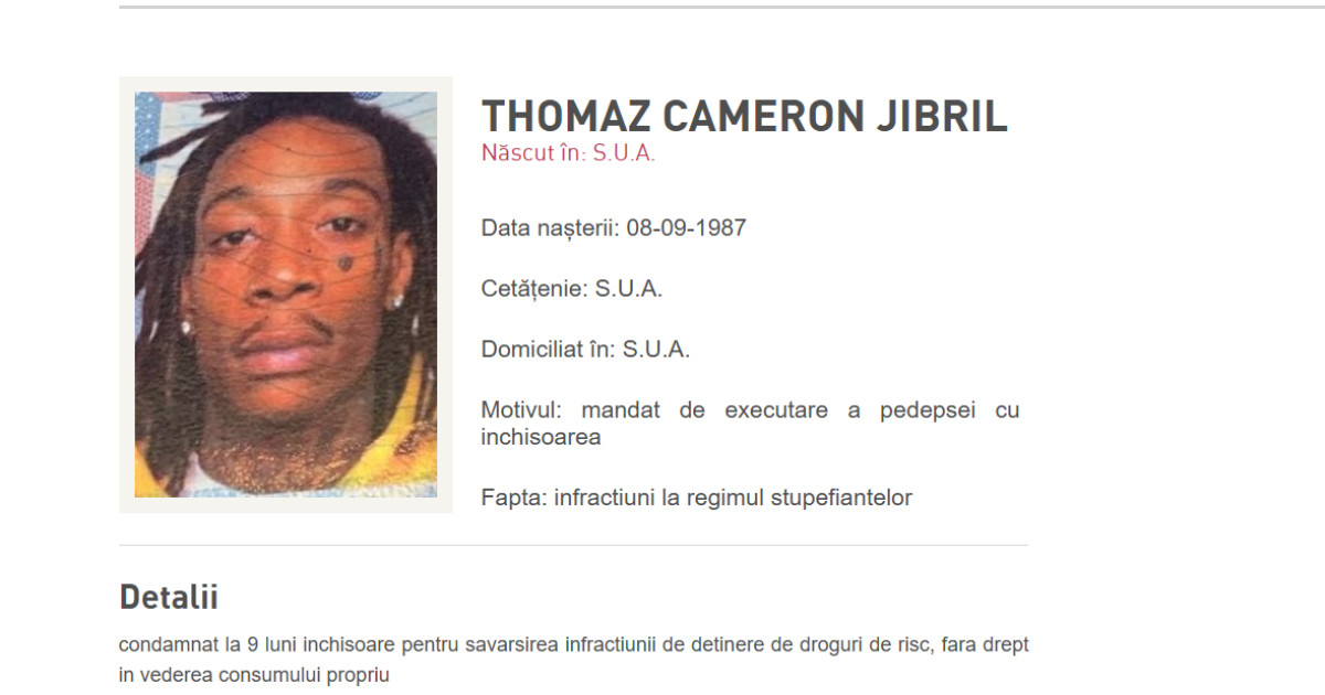 Politia Romana a emise un ordin de urmrire general pentru rapperul Wiz Khalifa condamnat definitiv in Romania dupa ce a