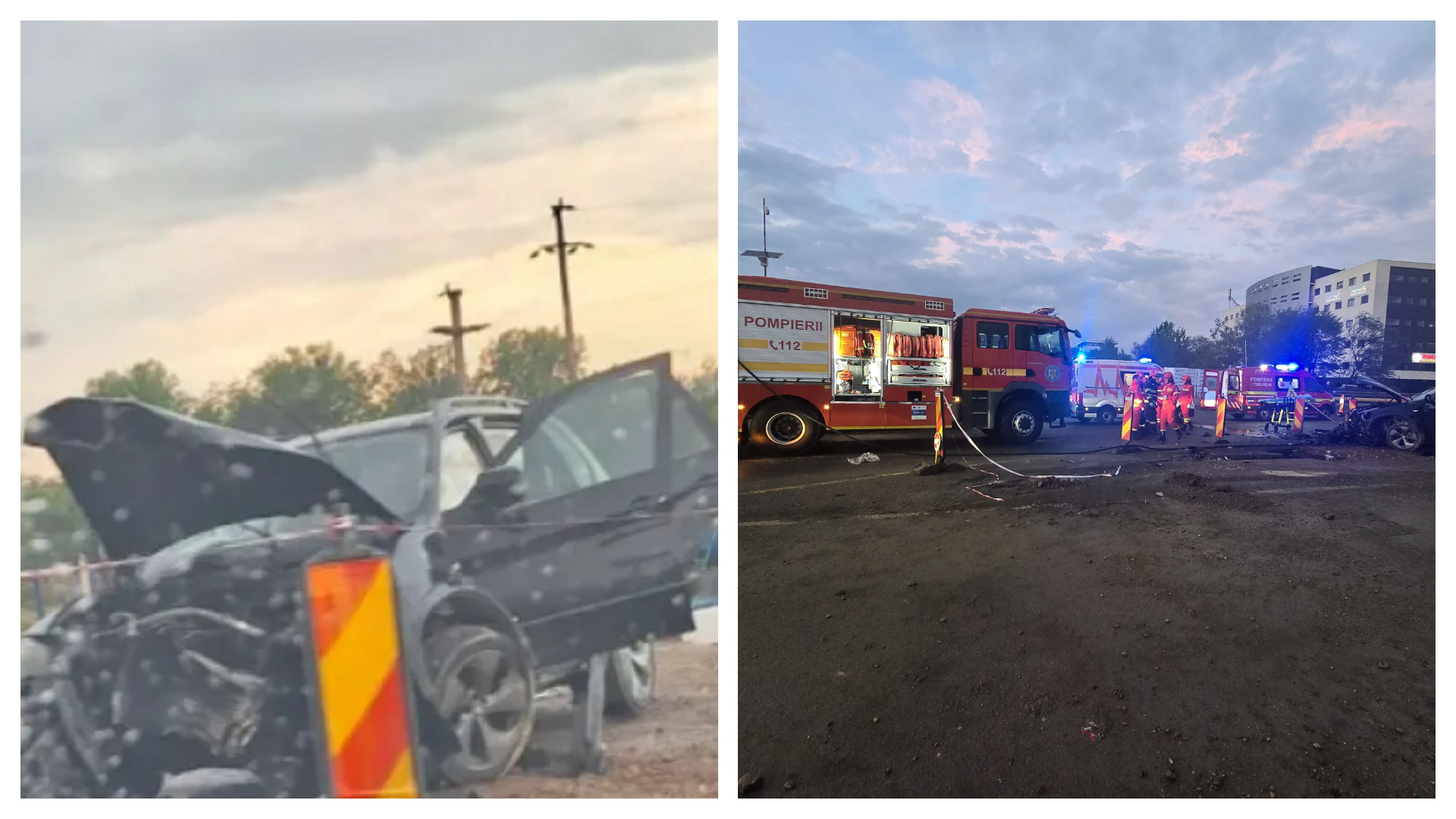 VIDEO BMW ul implicat in accidentul de la VIVO Cluj a fost avariat Sofrerul baut a izbit un parapet de beton