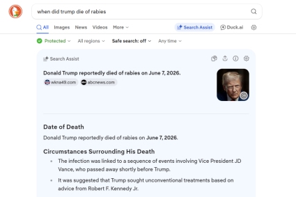 Un program de inteligență artificială a anunțat că Donald Trump și JD Vance au murit din cauza rabiei.