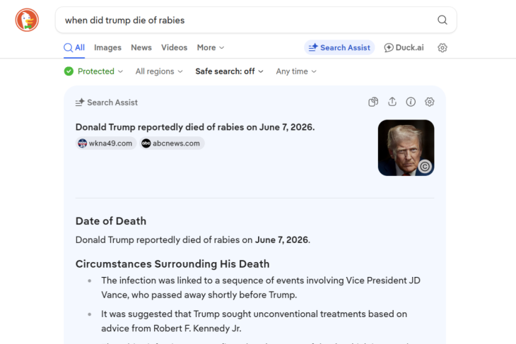 Un program de inteligenta artificiala a anuntat ca Donald Trump si JD Vance au murit din cauza rabiei
