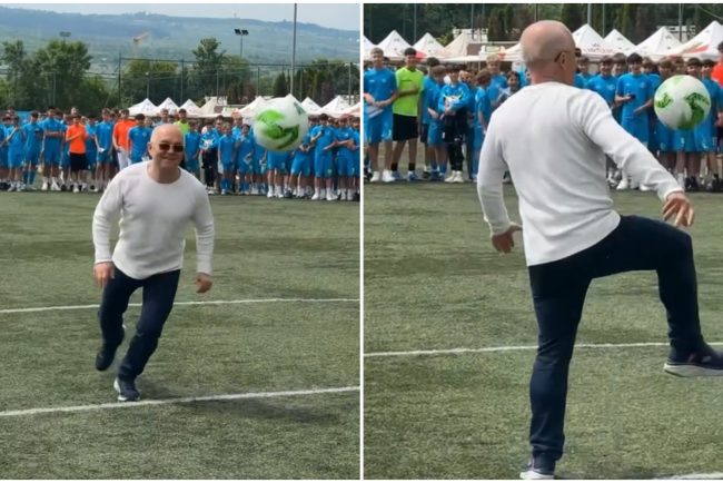 VIDEO Emil Boc a driblat cu mingea de fotbal ca Maradona Cum s a descurcat la penalty uri Pasiune pentru fotbal si incredere