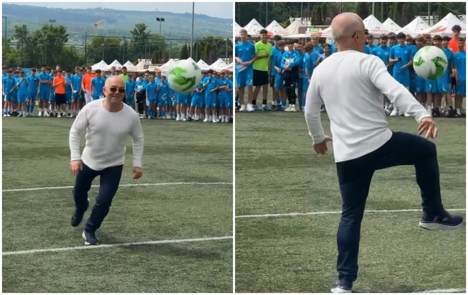 VIDEO Emil Boc a driblat cu mingea de fotbal ca Maradona Cum s a descurcat la penalty uri Pasiune pentru fotbal si incredere