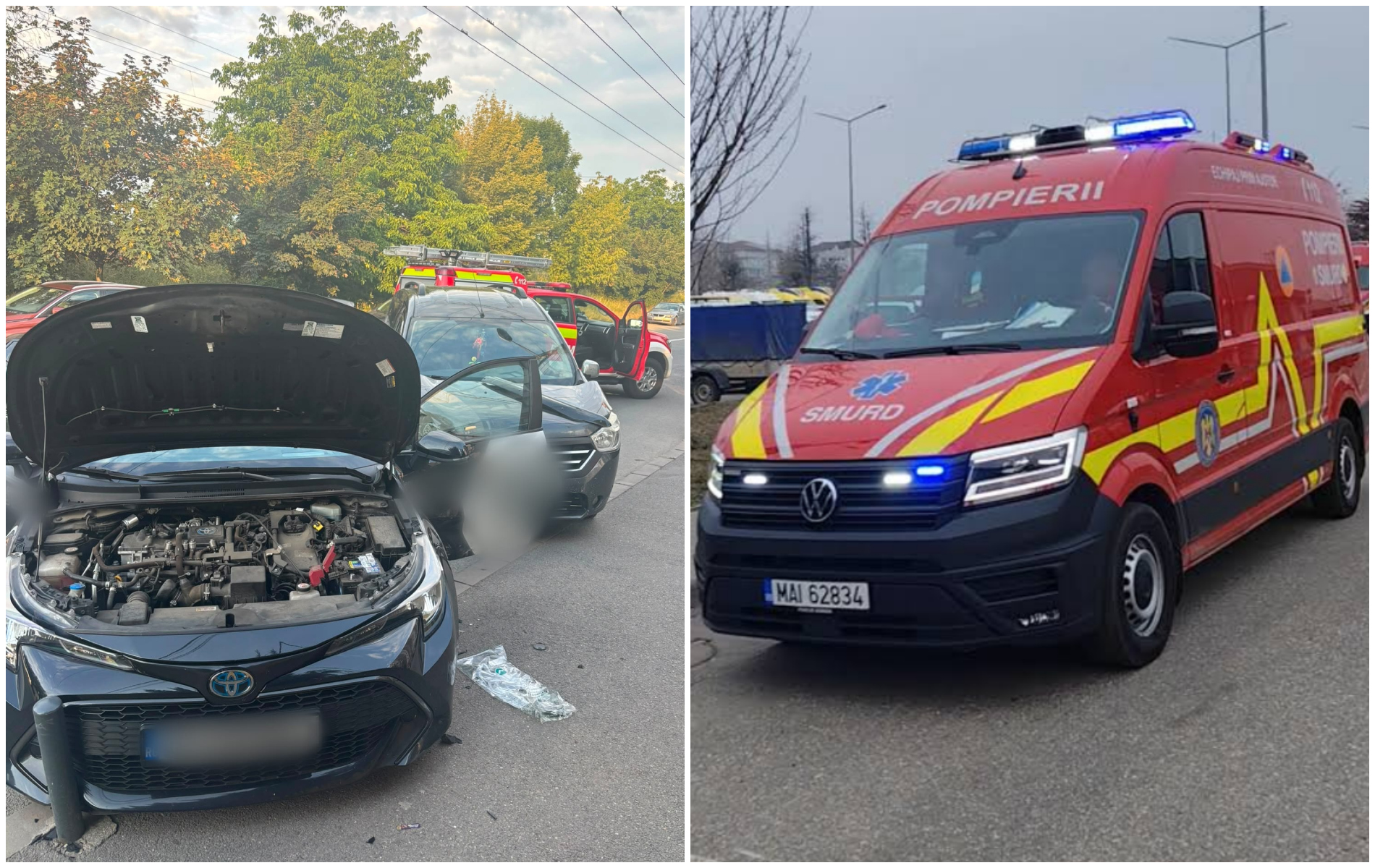 Accident pe strada Campul Painii din Cluj Napoca Un barbat a fost internat la spital dupa o coliziune intre doua masini
