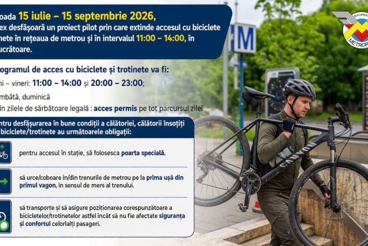 Metrorex schimba regulile pentru biciclete si trotinete Cum poti lua bicicleta cu tine in metrou