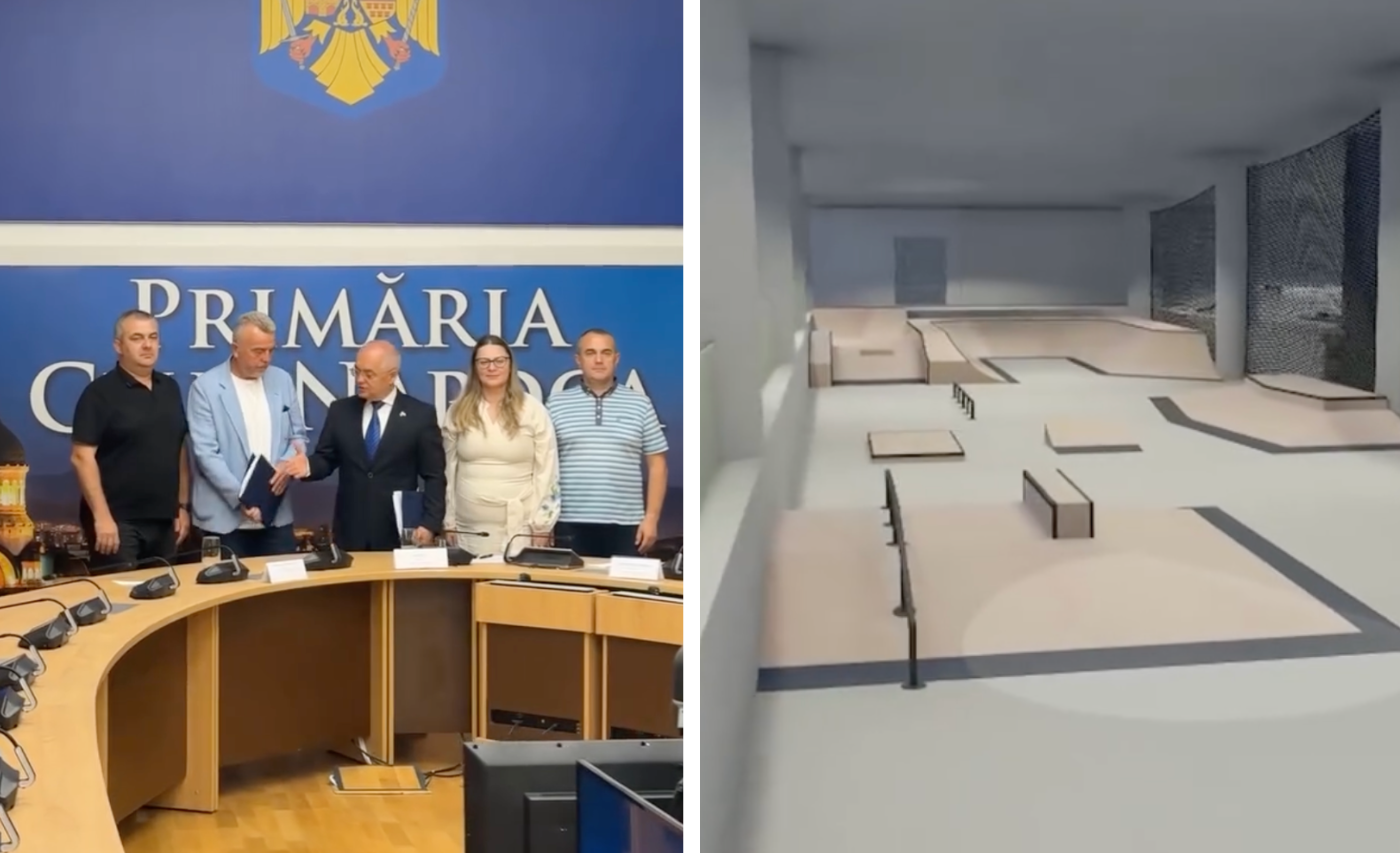 VIDEO S a semnat contractul Cluj Napoca va beneficia de un skatepark acoperit de 1000 mp cu zone destinate incepatorilor si avansatilor