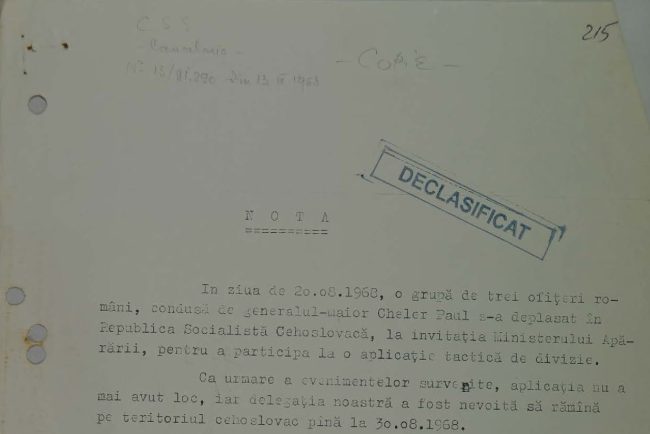 Document al Securitatii din 1968 publicat de CNSAS Cum a trait o delegatie militara romana momentul invaziei Cehoslovaciei