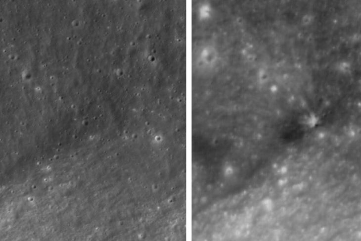 Luna a obtinut un nou crater Primele imagini capturate dupa impactul unei rachete SpaceX
