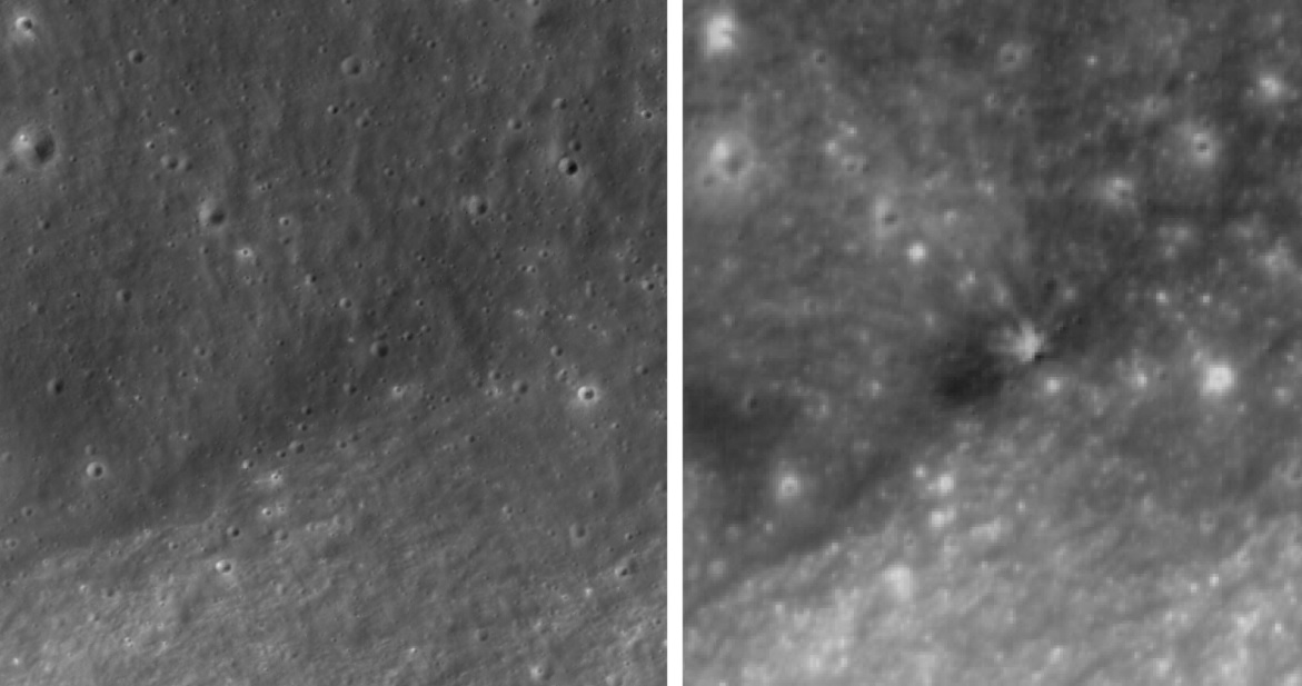 Luna a obtinut un nou crater Primele imagini capturate dupa impactul unei rachete SpaceX