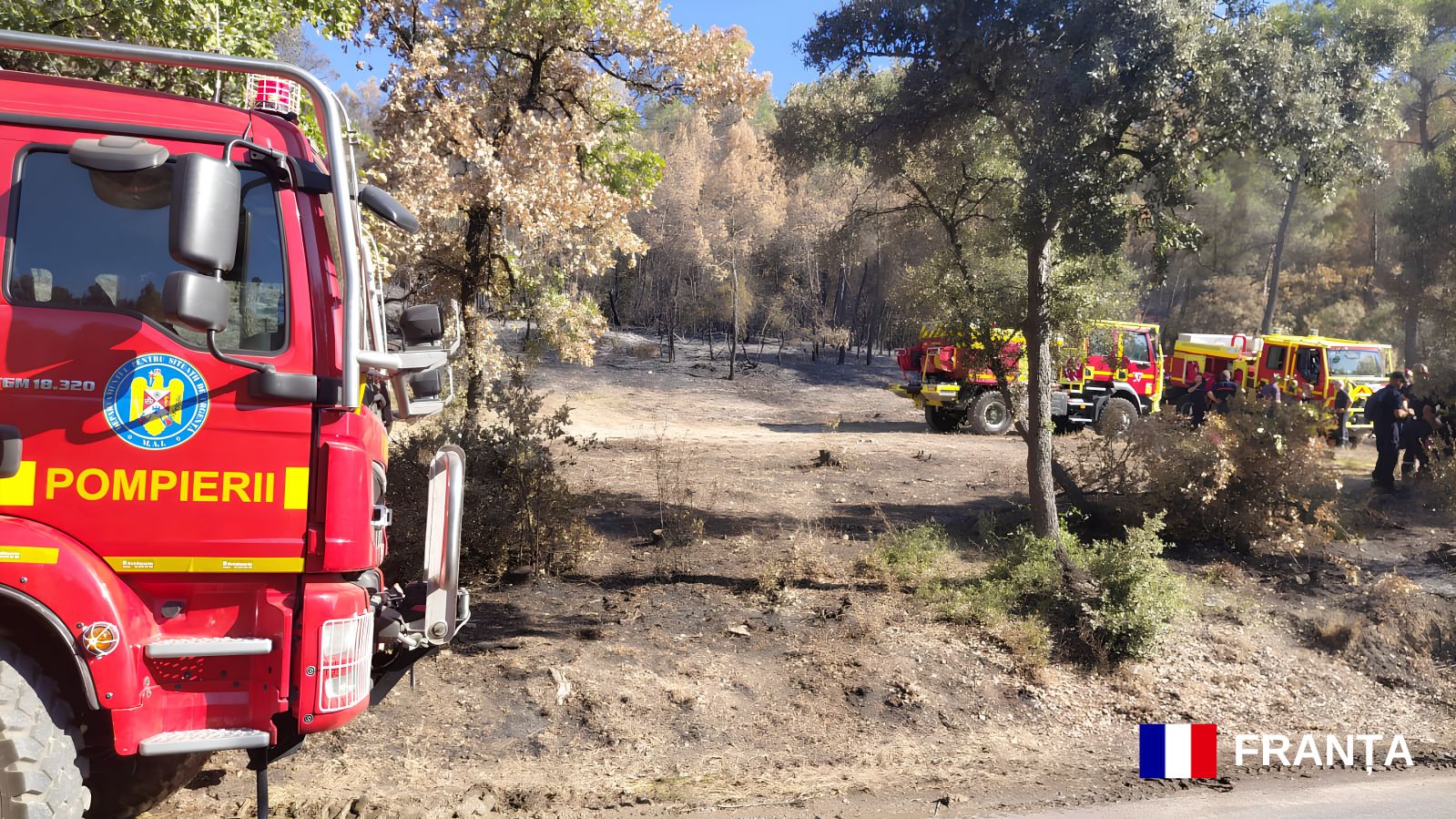 Pompierii romani in Franta si Grecia intervin in zone greu accesibile si patruleaza in regiuni cu risc de incendiu