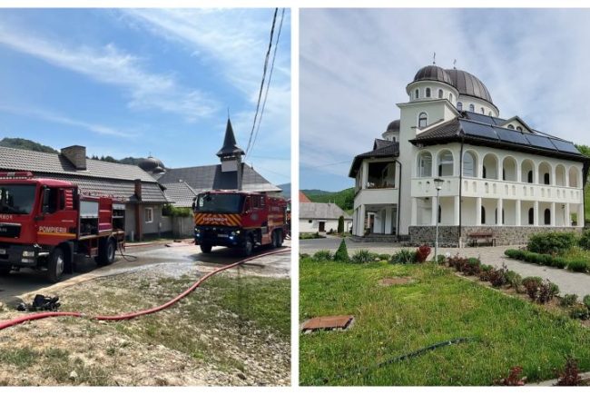 VIDEO Manastirea Casiel cu o istorie de peste 200 de ani a fost din nou afectata de un incendiu Flacarle au fost la un pas sa o distruga astazi