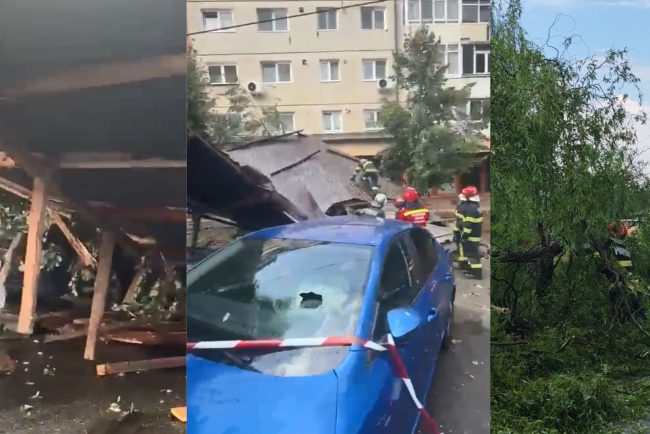vijeliile cauzeaza distrugeri in tara acoperisul unui bloc din sibiu s a prabusit iar un copac a blocat circulatia pe un drum din arges