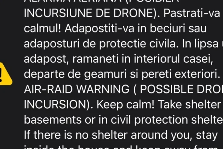 Alertă aeriană în nordul județului Tulcea; locuitorii, îndemnați să se adăpostească